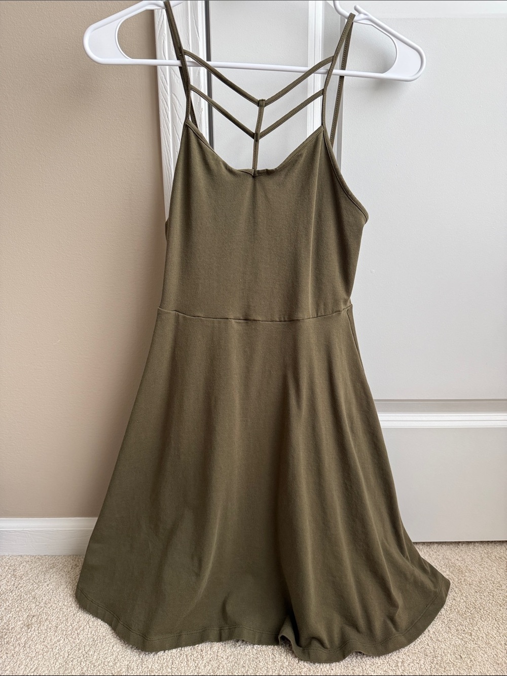 Express Olive Green Strappy Mini Dress